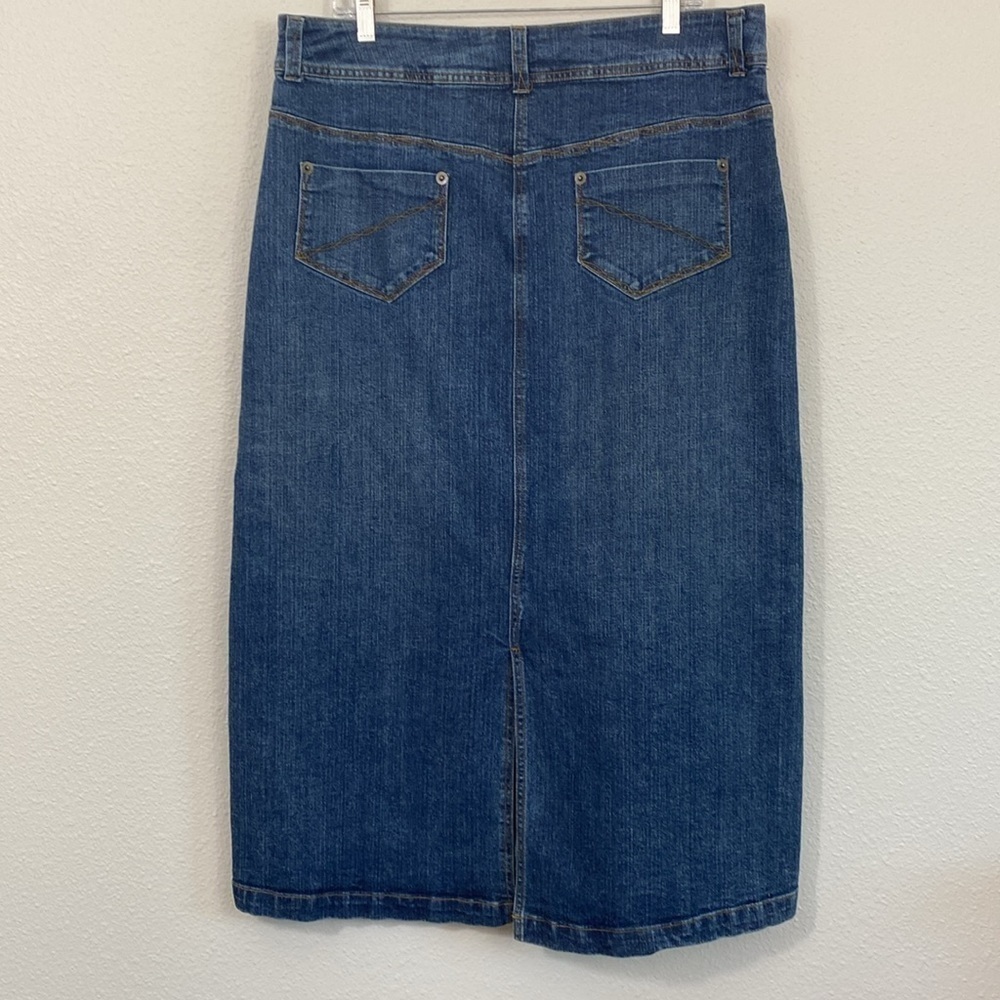 EUC Ashley Stewart Western Embroidery Denim Maxi Skirt size 14 - Picture 3 of 6